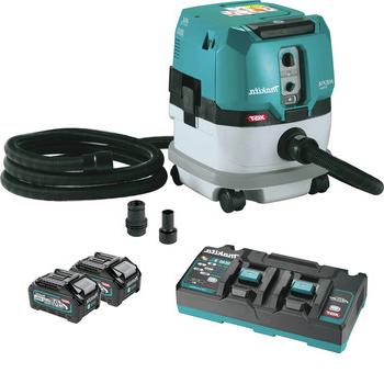 干湿真空吸尘器| Makita GCV02PMX 40V max XGT无刷锂离子2.1加仑无绳HEPA过滤器干燥AWS功能除尘器套件，2节电池(4ah)